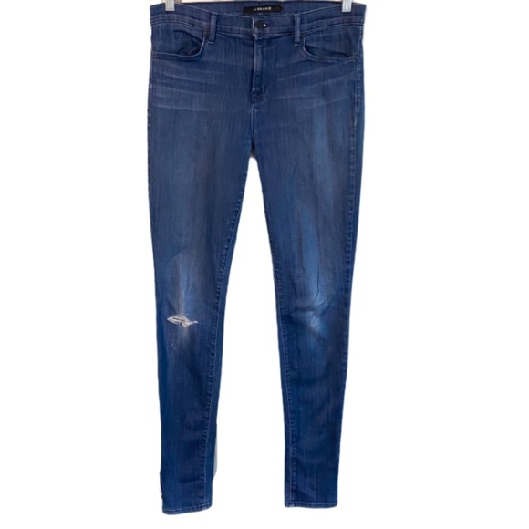 J Brand Mid Rise Stacked Skinny Jeans In Blue 32 - Picture 1 of 14